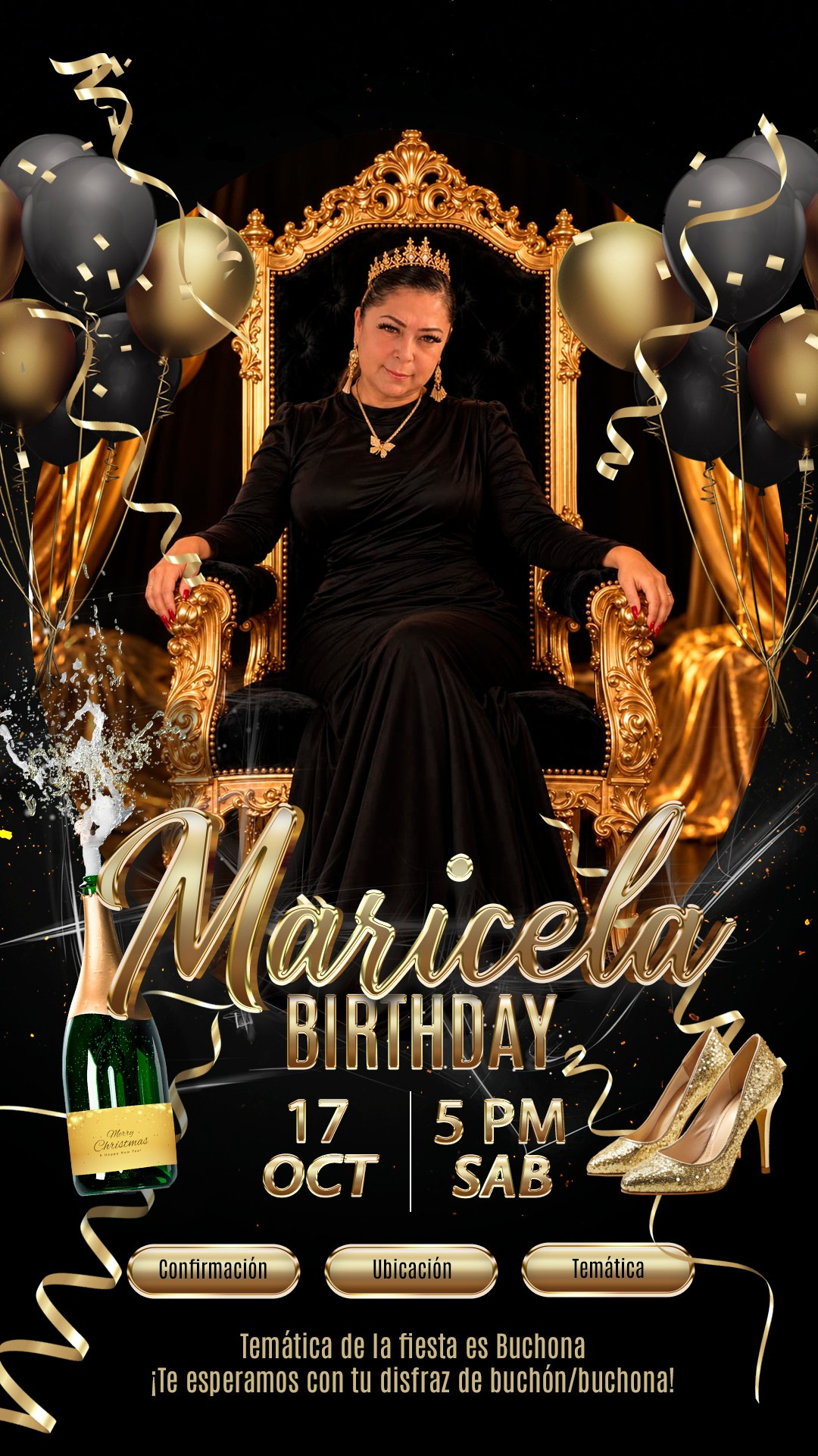 Invitación: Maricela Birthday, sábado 17 de octubre a las 5 PM